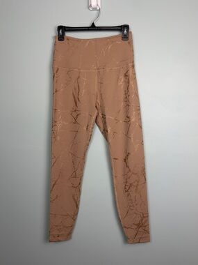 Beyond Yoga Women Large Lost Your Marbles Desert Tan/Gold High-Waisted Leggings